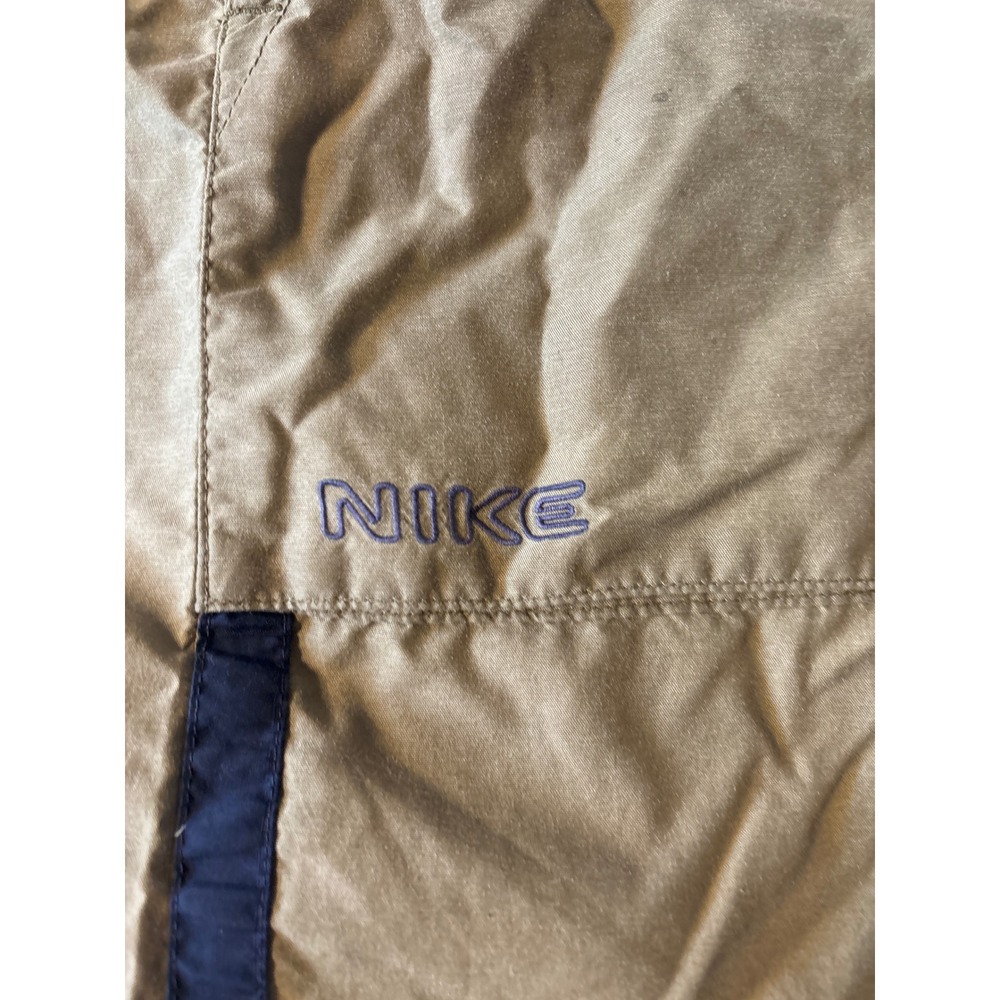 Nike Athletic Shorts Mens Large Khaki Tan Navy Stripe Excellent Mesh Lined - Picture 2 of 13